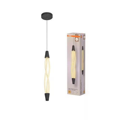 OSRAM Dekor Csavart LED függő lámpa 3000 K, beltéri, sötétszürke, 1800 lm, 18 W, 3000 K, PC, IP20, átmérő: 150 mm, hossz: 1120 mm, kattintásos dimmelhető ( 4099854461613 )