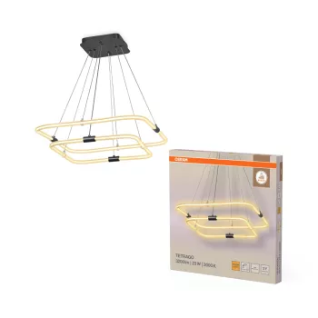   OSRAM Dekor Tetragon LED 2 × függesztett lámpa 3000 K, beltéri, sötétszürke, 2500 lm, 23 W, 3000 K, PC, IP20, hossz: 800 mm, kattintásos dimmelhető ( 4099854461705 )