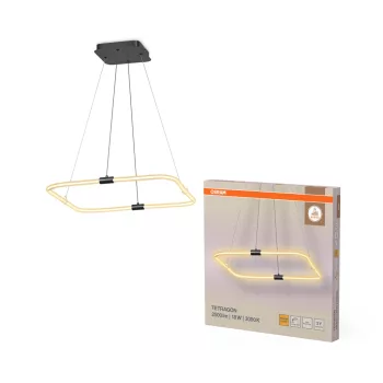   OSRAM Dekor Tetragon LED függő lámpa 3000 K, beltéri, sötétszürke, 2000 lm, 18 W, 3000 K, PC, IP20, hossz: 700 mm, kattintásos dimmelhető ( 4099854461729 )