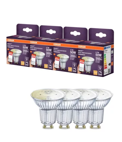 OSRAM SMART+ Zigbee dimmelhető LED izzó, spot forma (PAR16), GU10, 4,7W, 350lm, 2700K meleg fehér