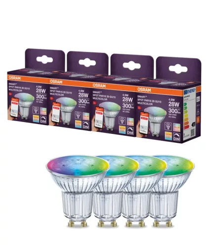 OSRAM SMART+ Zigbee LED spot, PAR16, matt plasztik, GU10 foglalat, 4,7W, RGB állítható, 350lm
