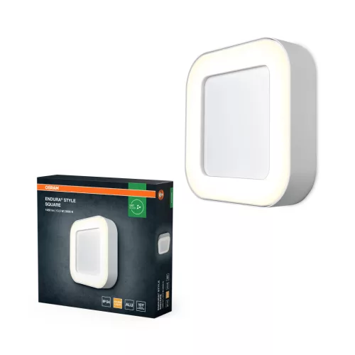 OSRAM ENDURA® négyzetes LED mennyezeti lámpa, kültéri, fehér, 600 lm, 13,5 W, 3000 K, alumínium, IP44, hossz: 202 mm ( 4099854461996 )
