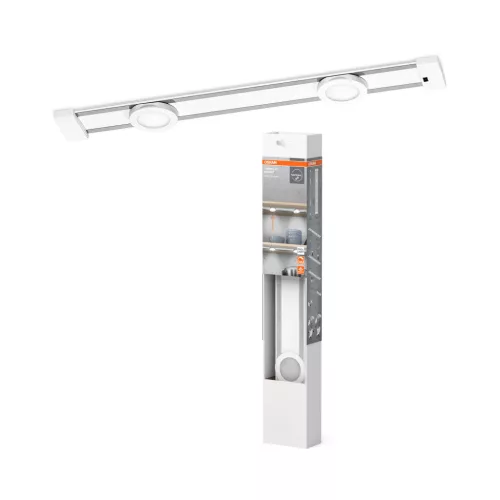 OSRAM Linear LED bútor alatti pultmegvilágító mágneses sínes 2 spot mozgásérzékelővel, beltéri, fehér, 400 lm, 7 W, 4000 K, (PC), IP20, hossz: 445 mm, dimmelhető ( 4099854462290 )