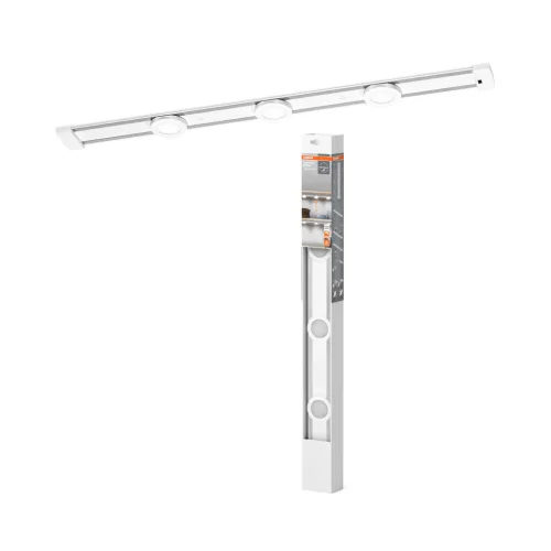 OSRAM Linear LED bútor alatti pultmegvilágító mágneses sínes 3 spot mozgásérzékelővel, beltéri, fehér, 600 lm, 9,5 W, 4000 K, (PC), IP20, hossz: 645 mm, dimmelhető ( 4099854462313 )