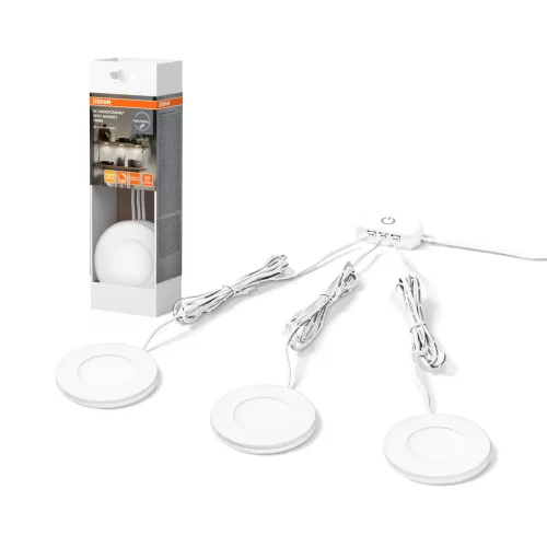 OSRAM Undercabinet mágneses LED bútor alatti pultmegvilágító, beltéri, fehér, 390 lm, 8,5 W, 3000 K, alumínium és műanyag, IP20, vastagság: 7 mm, átmérő: 75 mm ( 4099854462450 )