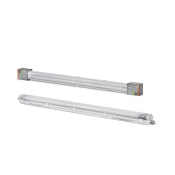   OSRAM Submarine PCR por- és páramentes mennyezeti / fali armatúra LED fénycsőhöz, T8 / G13 foglalattal, beltéri, fehér, 3100 lm, 27 W, 4000 K, 2 × G13, (PC), IP65, hossz: 1280 mm ( 4099854462535 )