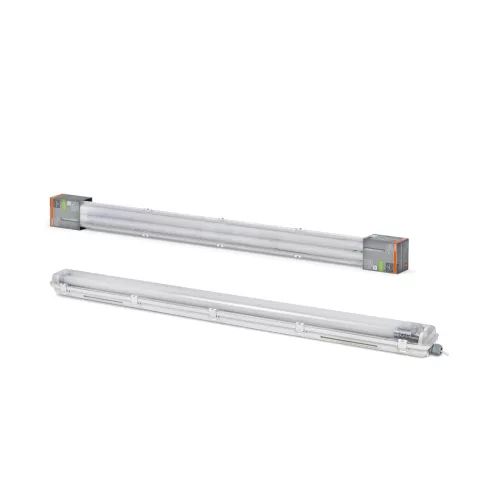 OSRAM Submarine PCR por- és páramentes mennyezeti / fali armatúra LED fénycsőhöz, T8 / G13 foglalattal, beltéri, fehér, 3100 lm, 27 W, 4000 K, 2 × G13, (PC), IP65, hossz: 1280 mm ( 4099854462535 )