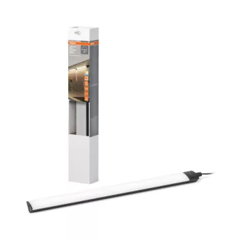   OSRAM Linear keret nélküli LED bútor alatti pultmegvilágító sarokba szerelhető, mozgásérzékelővel, beltéri, fekete, 320 lm, 5 W, 3000–4000–6500 K, alumínium, IP20, hossz: 350 mm, dimmelhető ( 4099854462856 )