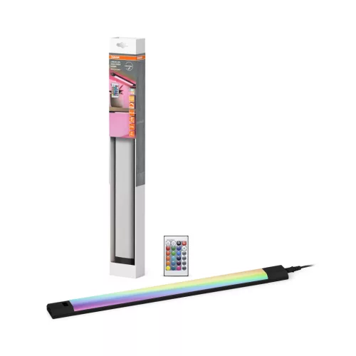 OSRAM Linear RGBW LED bútor alatti pultmegvilágító távirányítóval, mozgásérzékelővel, beltéri, fekete, 460 lm, 8 W, 3000 K, alumínium, IP20, hossz: 500 mm, dimmelhető ( 4099854463051 )