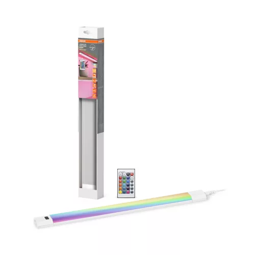 OSRAM Linear RGBW LED bútor alatti pultmegvilágító távirányítóval, mozgásérzékelővel, beltéri, fehér, 460 lm, 8 W, 3000 K, alumínium, IP20, hossz: 500 mm, dimmelhető ( 4099854463075 )