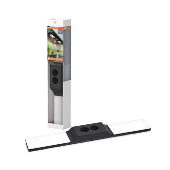   OSRAM Undercabinet keret nélküli LED bútor alatti pultmegvilágító USB-csatlakozóval, kezdő készlet, beltéri, fekete, 500 lm, 10 W, 3000 K, (PC), IP20, hossz: 548 mm, dimmelhető ( 4099854463211 )