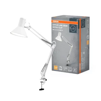   OSRAM Office Line LED csíptetős asztali lámpa, retro stílus, beltéri, fehér, 617 lm, 9 W, 3000 K, acél és műanyag, IP20, magasság: 670 mm, dimmelhető ( 4099854464072 )