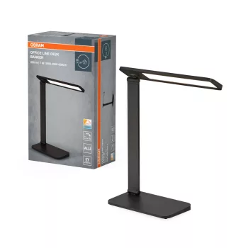   OSRAM Office Line LED asztali lámpa, banker stílus, beltéri, fekete, 418 lm, 7 W, 3000–6500 K, alumínium és ABS, IP20, magasság: 374 mm, dimmelhető ( 4099854464157 )