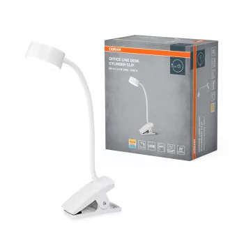   OSRAM Office Line LED csíptetős asztali lámpa, henger kivitel, beltéri, fehér, 328 lm, 4,8 W, 3000–6500 K, ABS, IP20, magasság: 305 mm, dimmelhető ( 4099854464317 )