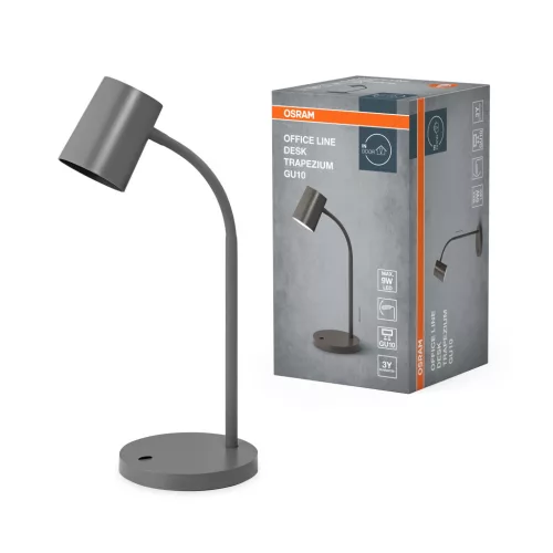 OSRAM Office Line asztali lámpa, trapéz kivitel, beltéri, szürke, GU10, ABS, IP20, magasság: 365 mm ( 4099854464379 )