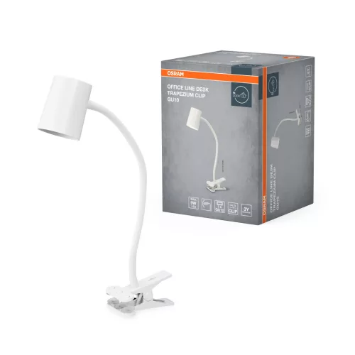 OSRAM Office Line csíptetős asztali lámpa, trapéz kivitel, beltéri, fehér, GU10, ABS, IP20, magasság: 340 mm ( 4099854464430 )