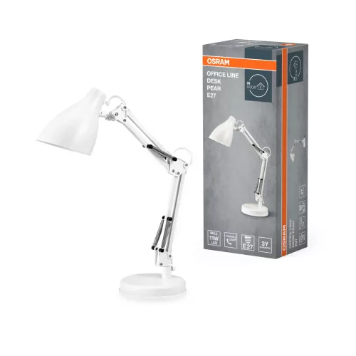 OSRAM Office Line asztali lámpa, körte kivitel, beltéri, fehér, E27, fém és ABS, IP20, magasság: 400 mm ( 4099854464492 )