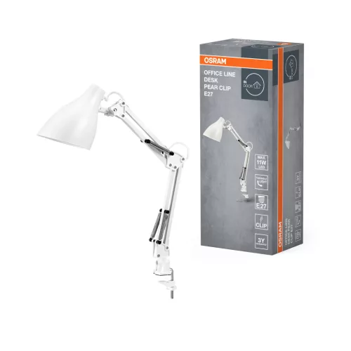 OSRAM Office Line csíptetős asztali lámpa, körte kivitel, beltéri, fehér, E27, fém és ABS, IP20, magasság: 400 mm ( 4099854464669 )