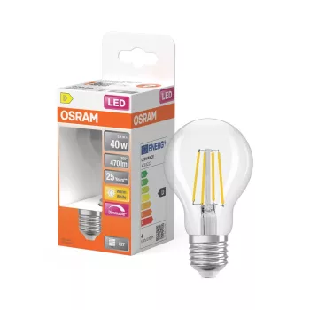 OSRAM Superstar dimmelhető LED classic izzó, átlátszó üveg, E27 foglalat, 3,4W, 470lm, 2700K meleg
