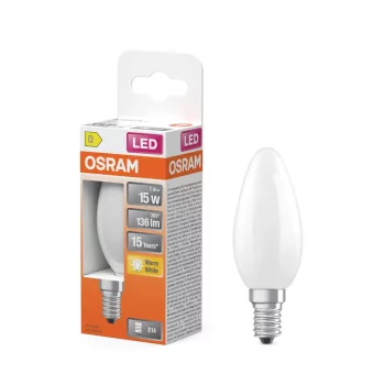 OSRAM Star LED gyertya izzó, matt plasztik búra, E14 foglalat, 1W, 136lm, 2700K meleg fehér fény