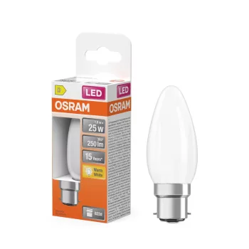 OSRAM Star LED izzó gyertya forma, matt plasztik búra, B22d foglalat, 1,8W, 250lm, 2700K meleg fehér