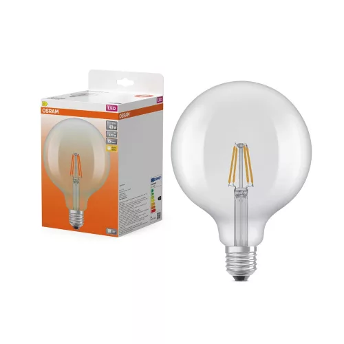 OSRAM Star LED Globe izzó, gömb átlátszó üveg búra, E27 foglalat, 3,4W, 470lm, 2700K meleg fehér