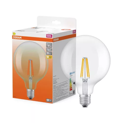 OSRAM Star LED Globe izzó, gömb átlátszó üveg búra, E27 foglalat, 5,9W, 806lm, 2700K meleg fehér