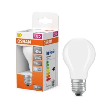 OSRAM Star LED izzó, classic forma, matt búra, E27 foglalat, 3,4W, 470lm, 4000K semleges fehér