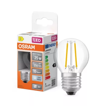 OSRAM Star LED kisgömb izzó, átlátszó üveg búra, E27 foglalat, 1,8W, 250lm, 4000K semleges fehér