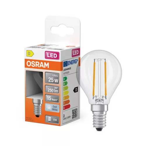 OSRAM Star LED izzó kisgömb forma, üveg búra, E14 foglalat, 1,8W, 250lm, 4000K semleges fehér