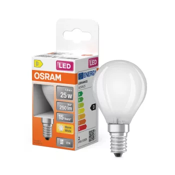 OSRAM Star LED izzó kisgömb forma, matt plasztik búra, E14 foglalat, 1,8W, 250lm, 2700K meleg fehér