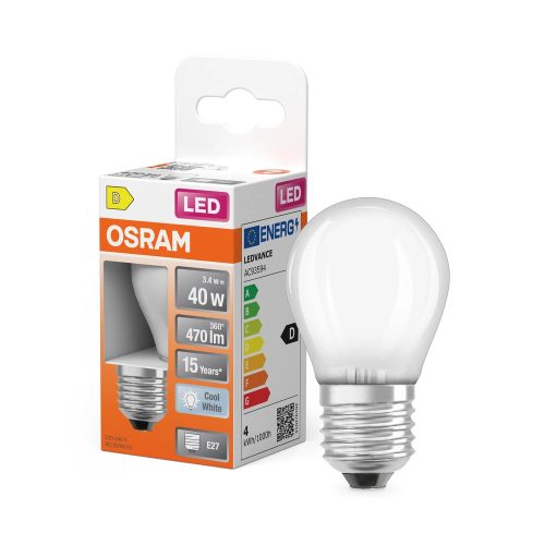 OSRAM Star LED izzó kisgömb forma, matt búra, E27 foglalat, 3,4W, 470lm, 4000K semleges fehér