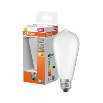 OSRAM Star LED Edison izzó, matt plasztik búra, E27 foglalat, 5,4W, 730lm, 2700K meleg fehér fény