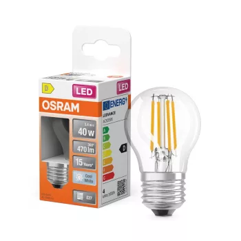OSRAM Star LED kisgömb izzó, átlátszó üveg búra, E27 foglalat, 3,4W, 470lm, 4000K semleges fehér