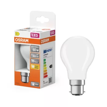OSRAM Star LED izzó, matt plasztik búra, B22d foglalat, 5,9W, 806lm, 2700K meleg fehér