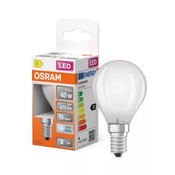 OSRAM Star LED izzó kisgömb forma, matt búra, E14 foglalat, 3,4W, 470lm, 4000K semleges fehér