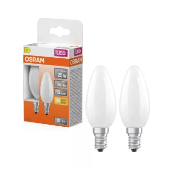 OSRAM Star LED gyertya izzó, matt plasztik búra, E14 foglalat, 1,8W, 250lm, 2700K, meleg fehér 2db
