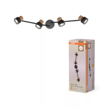   OSRAM Cork mennyezeti / fali állítható dimmelhető spot lámpa 4 fejes, beltéri, fekete, GU10, acél és parafa, IP20, hossz: 813 mm, dimmelhető ( 4099854470691 )