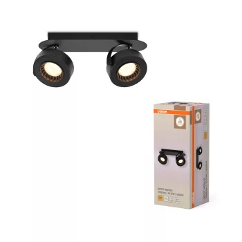   OSRAM Venus mennyezeti / fali állítható LED spot lámpa 2 fejes, beltéri, fekete, 450 lm, 10,5 W, 3000 K, acél, IP20, hossz: 300 mm ( 4099854471414 )