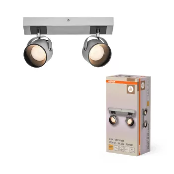   OSRAM Jupiter mennyezeti / fali állítható LED spot lámpa 2 fejes, beltéri, ezüst, 410 lm, 11,5 W, 3000 K, acél, IP20, hossz: 300 mm ( 4099854471452 )