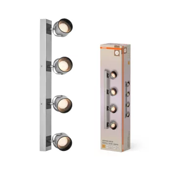   OSRAM Jupiter mennyezeti / fali állítható LED spot lámpa 4 fejes, beltéri, ezüst, 730 lm, 22 W, 3000 K, acél, IP20, hossz: 700 mm ( 4099854471490 )