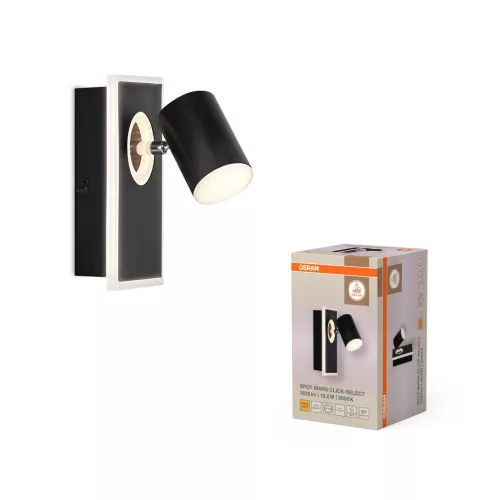 OSRAM Mars mennyezeti / fali állítható LED spot lámpa 1 fejes, beltéri, fekete, 540 lm, 16,5 W, 3000 K, acél és akril, IP20, hossz: 200 mm ( 4099854471674 )