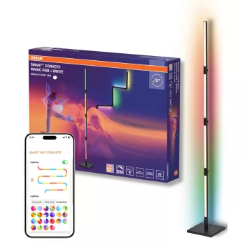   OSRAM SMART+ WIFI átalakítható álló lámpa Magic, RGBW, beltéri, fekete, 1000 lm, 24 W, 2700 K, fém, IP20, magasság: 1745 mm, dimmelhető ( 4099854471698 )