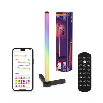   OSRAM SMART+ WIFI sarok LED asztali lámpa Magic távirányítóval, RGB, beltéri, fekete, 77 lm, 7,5 W, alumínium, IP20, magasság: 425 mm, dimmelhető ( 4099854471759 )