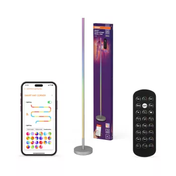   OSRAM SMART+ WIFI sarok álló lámpa Magic távirányítóval, RGB, beltéri, ezüst, 112 lm, 11,5 W, alumínium, IP20, magasság: 1400 mm, dimmelhető ( 4099854471858 )