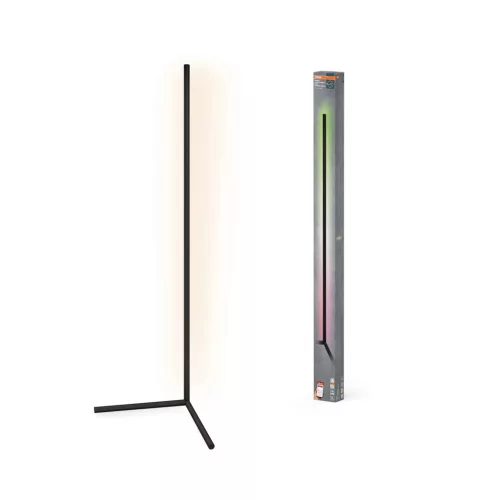 OSRAM SMART+ WIFI sarok álló lámpa RGB és 3000–6500 K, beltéri, fekete, 200 lm, 12 W, alumínium, IP20, magasság: 1420 mm, dimmelhető ( 4099854471872 )