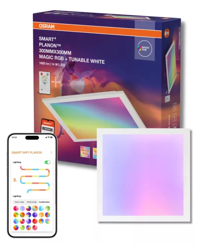OSRAM SMART+ WIFI beltéri LED panel, 14W, 2700–6500K állítható, 1100lm, IP20, fehér