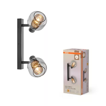  OSRAM Firefly mennyezeti spot lámpa, arany méhsejt rács füstüveggel 2 fejes, beltéri, fekete, E14, acél és üveg, IP20, hossz: 385 mm ( 4099854472091 )