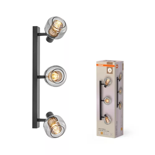 OSRAM Firefly mennyezeti spot lámpa, arany méhsejt rács füstüveggel 3 fejes, beltéri, fekete, E14, acél és üveg, IP20, hossz: 604 mm ( 4099854472114 )