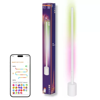   OSRAM SMART+ WIFI keskeny sarok modern álló lámpa indirekt világításra, távirányítóval, RGB és 2700–6500 K, beltéri, fehér, 280 lm, 8 W, alumínium és műanyag, IP20, magasság: 800 mm, dimmelhető ( 4099854472138 )